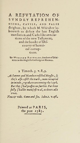 Refutation of Sundry Reprehensions