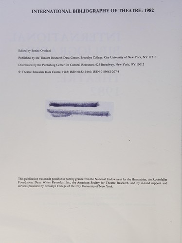 International bibliography of theatre