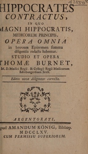 Hippocrates contractus, in quo magni Hippocratis, medicorum principis, opera omnia in brevem epitomem summa diligentia redacta habentur