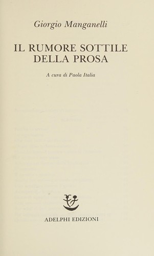 Il rumore sottile della prosa