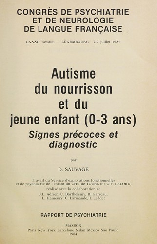 Autisme du nourrisson et du jeune enfant (0-3 ans)