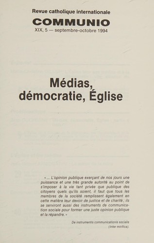 Médias, démocratie, Eglise