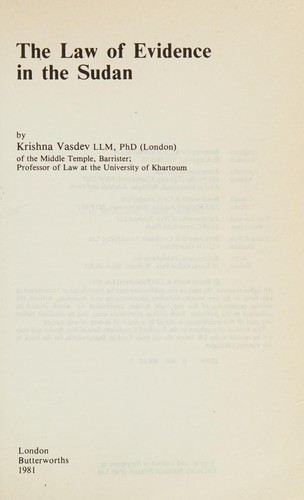 The Law of Evidence in the Sudan