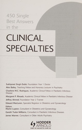 450 Single Best Answers in the Clinical Specialities