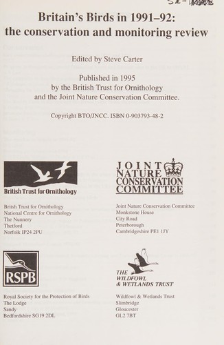 Britain's birds in 1991-92