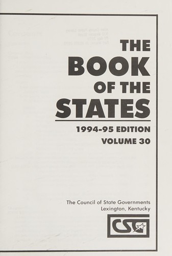The Book of the States 1994-95 (Book of the States)