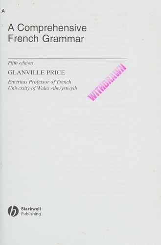 A comprehensive French grammar