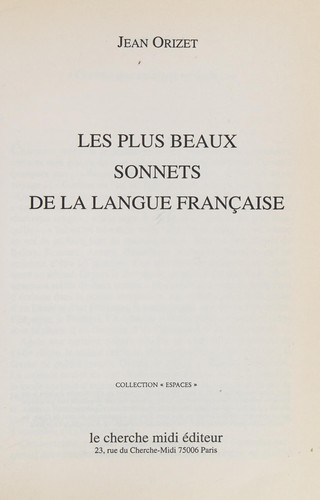 Les plus beaux sonnets de la langue française