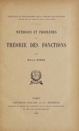 Méthodes et problèmes de théorie des fonctions
