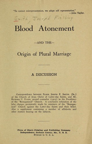 Blood atonement and the origin of plural marriage