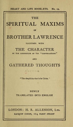 The spiritual maxims of Brother Lawrence