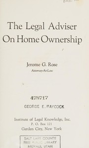 The legal adviser on home ownership
