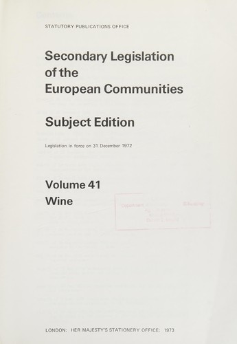 Secondary Legislation of the European Communities