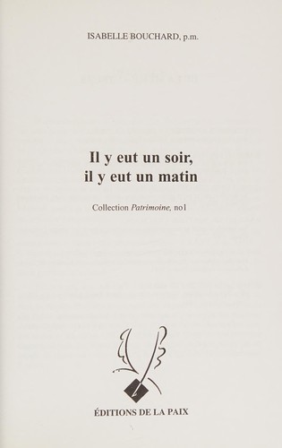 Il y eut un soir, il y eut un matin