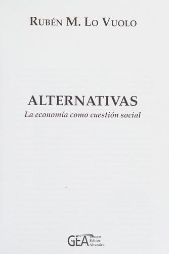 Alternativas, la economía como cuestión social