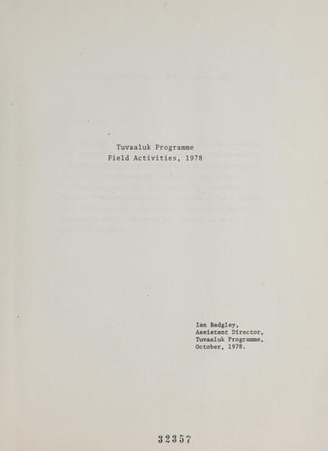 Tuvaaluk Programme field activities, 1978