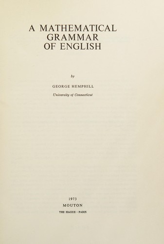 A mathematical grammar of English