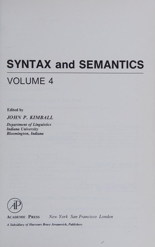 Syntax and Semantics;  Papers