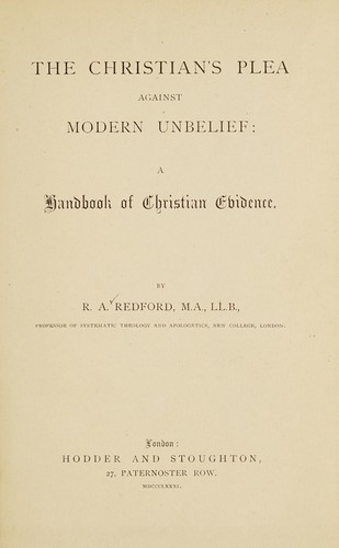 The Christian's plea against modern unbelief