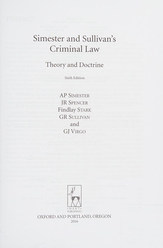 Simester and Sullivan's Criminal Law