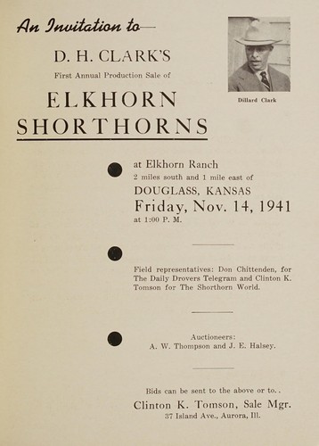 An invitation to--D.H. Clark's first annual production sale of Elkhorn shorthorns