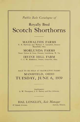Public sale catalogue of royally bred Scotch shorthorns