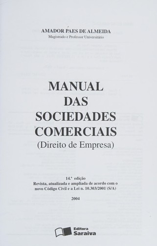 Manual das sociedades comerciais