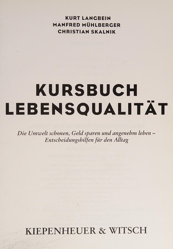 Kursbuch Lebensqualität
