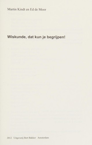Wiskunde, dat kun je begrijpen