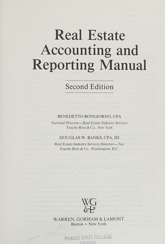 Real estate accounting and reporting manual