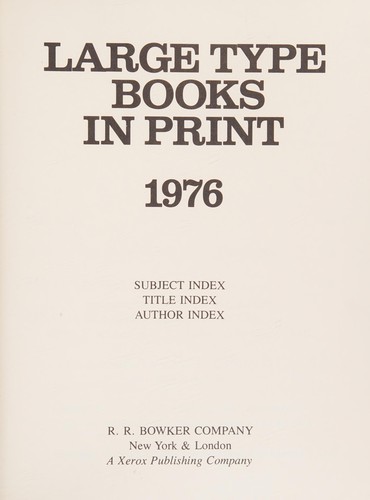 Large Type Books in Print, 1980