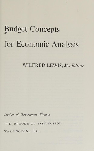 Budget concepts for economic analysis