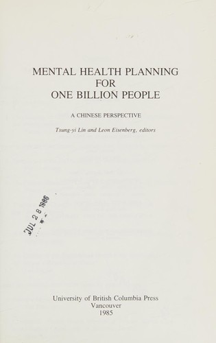 Mental health planning for one billion people