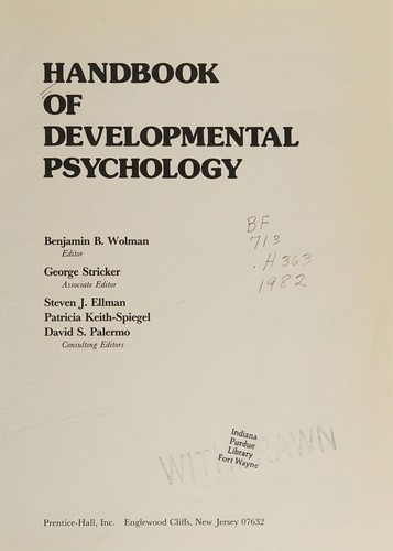 Handbook of developmental psychology