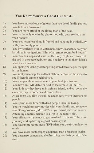 A ghost hunter's journal