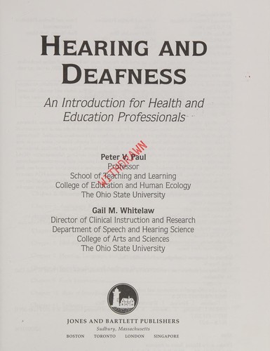 Hearing and deafness