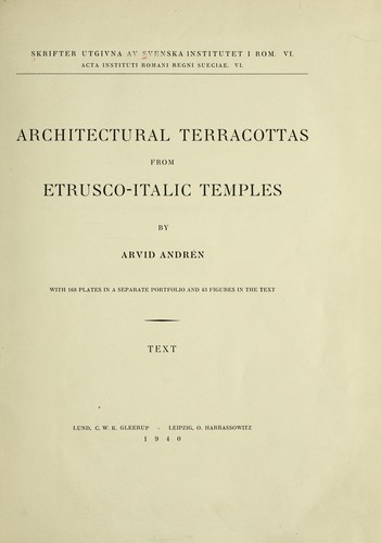 Architectural terracottas from Etrusco-Italic temples