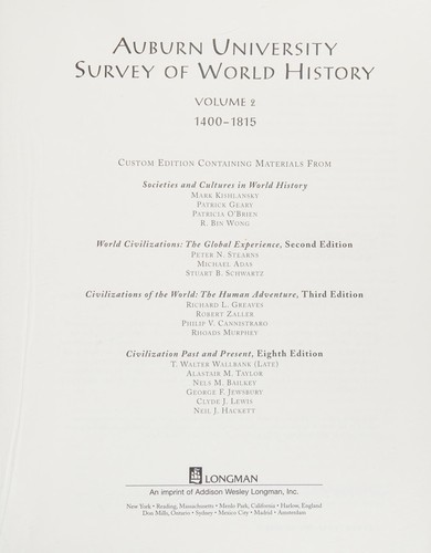Hcb-World History for Auburn University Volume B