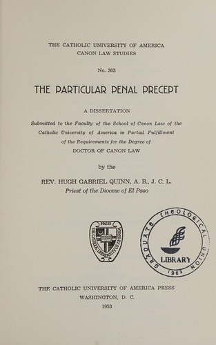The particular penal precept