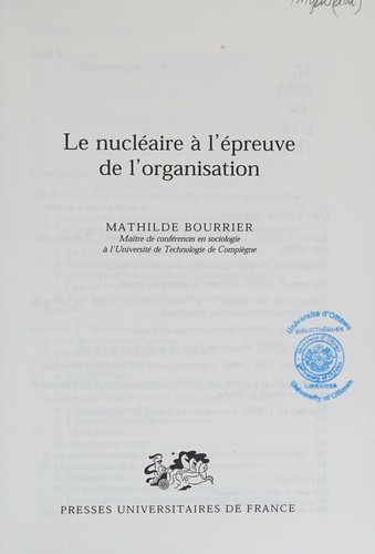 Le Nucléaire à l'épreuve de l'organisation