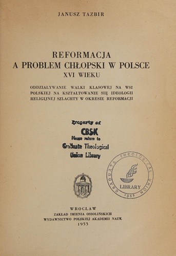 Reformacja a problem chłopski w Polsce XVI wieku