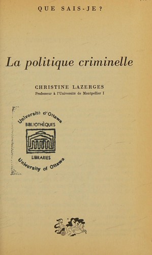 La politique criminelle