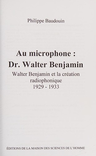 Au microphone, Dr Walter Benjamin