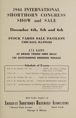 1944 international shorthorn congress show and sale