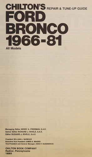 Chilton's repair & tune-up guide, Ford Bronco, 1966-81