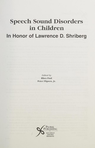 Speech sound disorders in children