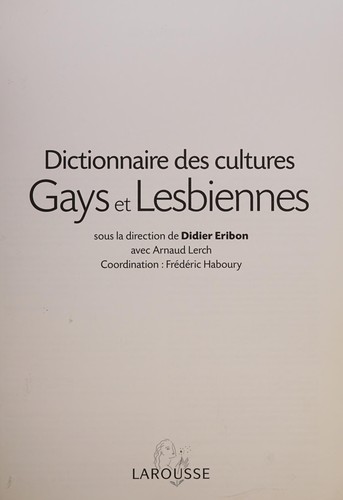 Dictionnaire des cultures gays et lesbiennes