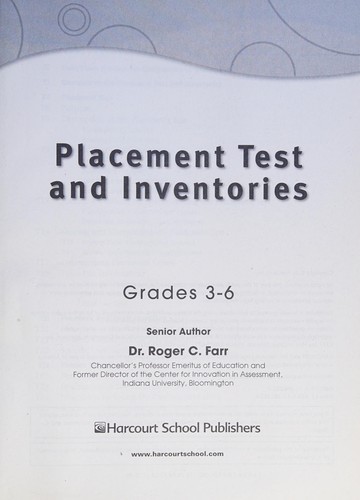 Storytown, grade 3-6 placement test & inventories