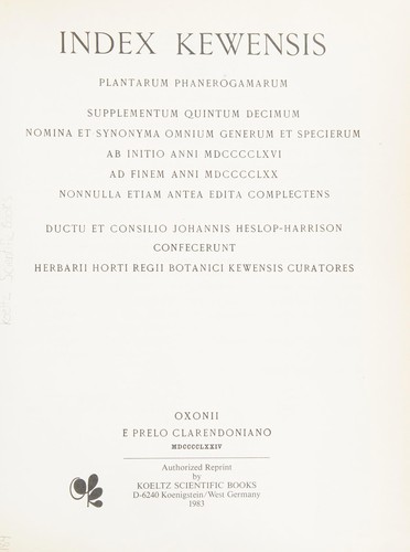 Index Kewensis plantarum phanerogamarum