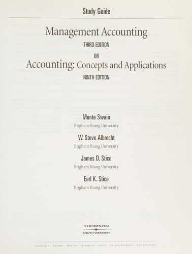 Study guide to accompany management accounting